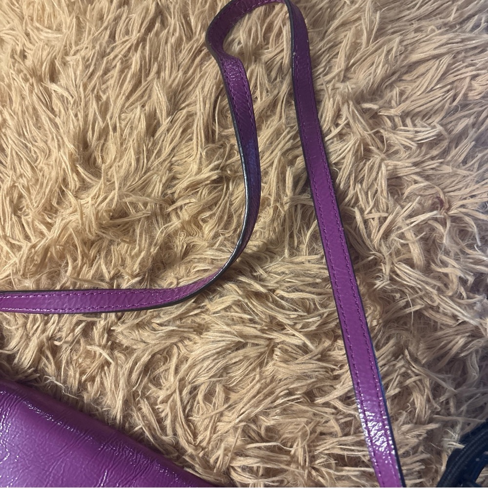 Michael Kors Purple Leather Fold-Over Wristlet Clutch with Metal Corner Accents - Picture 14 of 15